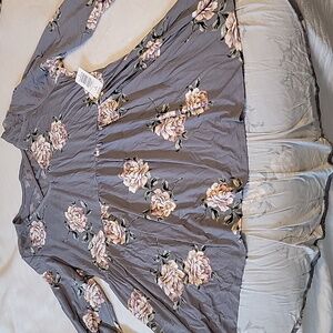 Torrid 2X High Lo Baby Doll Top 3/4 sleeves